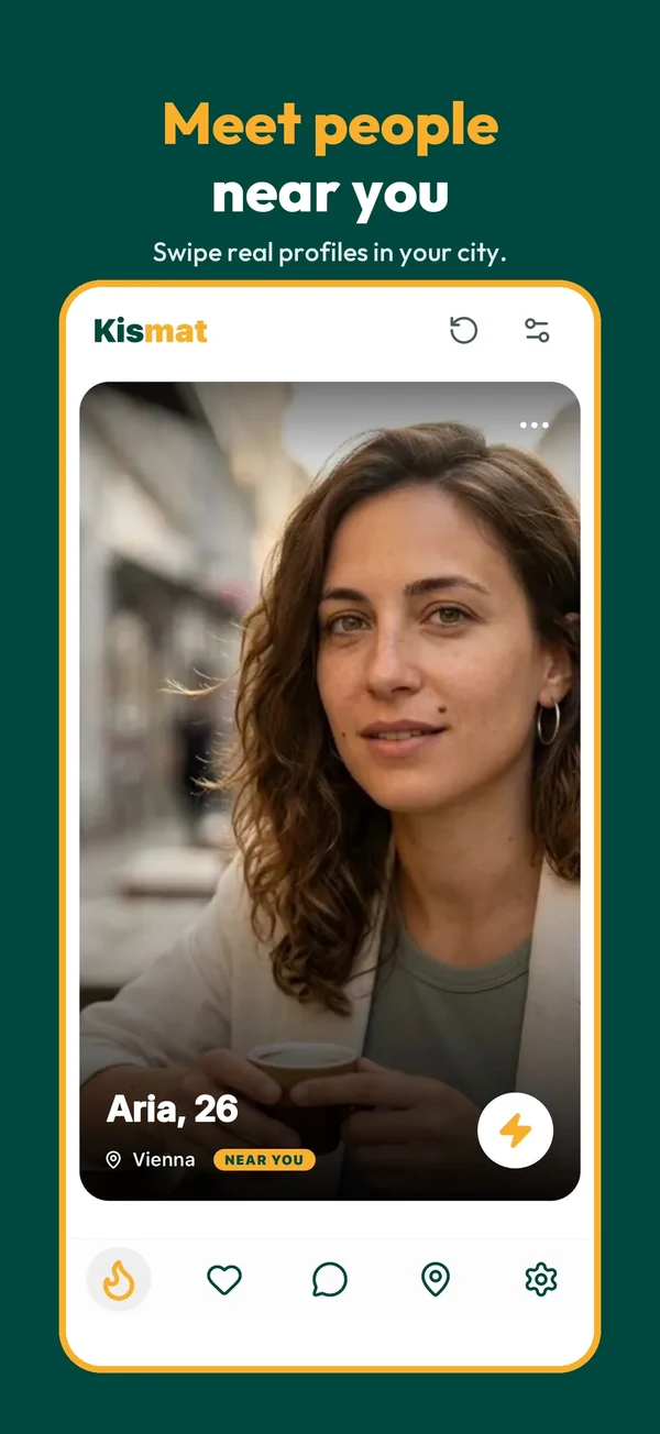 Discover: swipe real, verified profiles near you