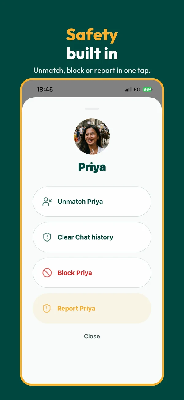 Safety tools: block, report and private mode